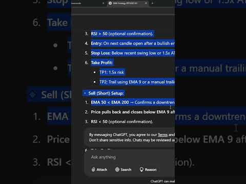 ChatGPT Strategy for BTC/USD (Bitcoin) to Make Crypto Bots (EAs)💸💸💸 #aitradingbot #cryptobot