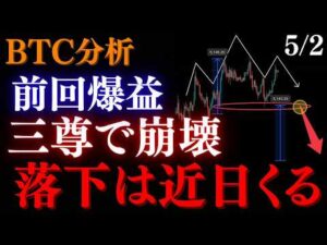 ⚠️BTC”三尊崩壊”！？近日急落の可能性が高いポイントを解説。資金の崩壊前に必ず抑えろ:トレーダーRedのBTCUSD分析
